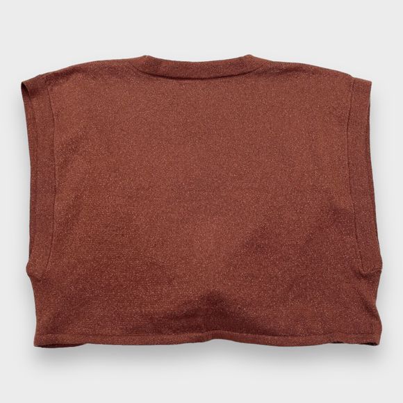 NWT Anthropologie Metallic Twist Front Open Crop Top in Cedar Women's Size XL - Picture 9 of 12